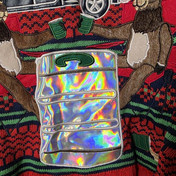 Blizzard Bay Ugly Christmas Sweater Size Medium Deer Hunting Holiday Drinking - Picture 6 of 9